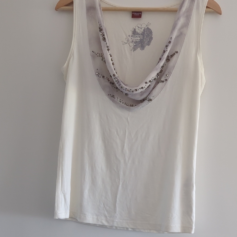 Elegant White and Gray Women's Tank Top